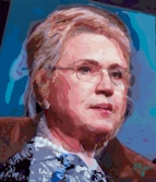 Hillary Clinto juxtaposed Jeb Bush