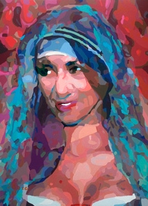 Abstract Realism Juxtaposed paintings Mother Teresa juxtaposed Kim Kardashian, "Give and Take" by San Francisco artist Donald Rizzo