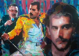 Freddie Mercury juxtaposed Bono